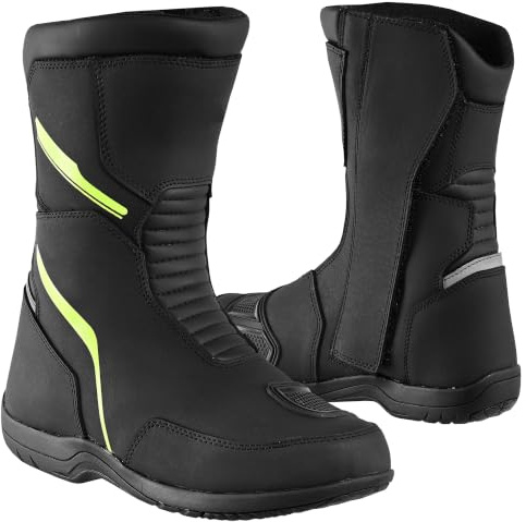 Stivali da moto da uomo Stivali da avventura e turismo, impermeabili, rinforzati e leggeri, suola in gomma antiscivolo, protezione caviglia e tallone, dettagli riflettenti CE