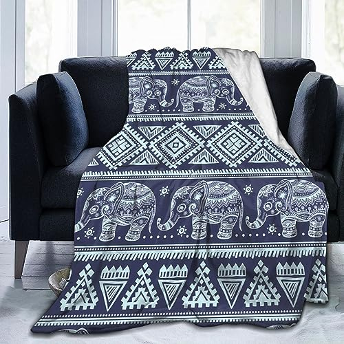 TORR Fleecedecke mit niedlichem Elefantenmuster, weiche Flanelldecke, Dekoration für Couch, Sofa, Geschenke, 203 x 152 cm