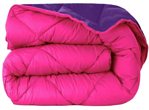 various Edredón Nórdico Bicolor - Edredón 400 gr/m² Microfibra de Poliéster 100% Reversible Transpirable Rellno Fibra Hueca siliconada válido para Cama de 90/105-180 x 270 cm Color Fucsia y Lila