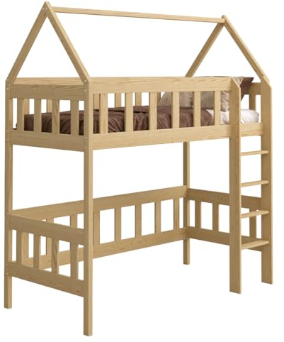Need Sleep Loft Bed Hausbett Etagenbett Kinder 180x80 Hochbett Mit Treppe Kinderhochbett Hoch Bett Erwachsene Jugendliche (natürlich)