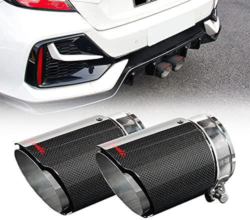 Archaic Carbonfaser Schalldämpfer Auspuffendrohr für Honda Civic Hatchback 2016–2021, Auspuffspitze für 10th Gen Civic,Auspuffausschnitt aus Edelstahl