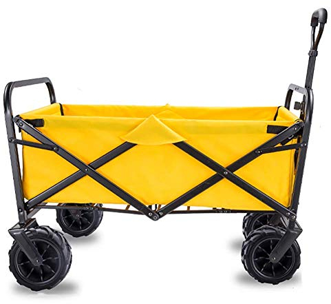 CCYENG Zusammenklappbarer Campingwagen/-Karren - Zusammenklappbarer, Stabiler Stahlrahmen, Garten-/Strandwagen/-Karren, Hochleistungs-Transportwagen, Maximale Tragkra
