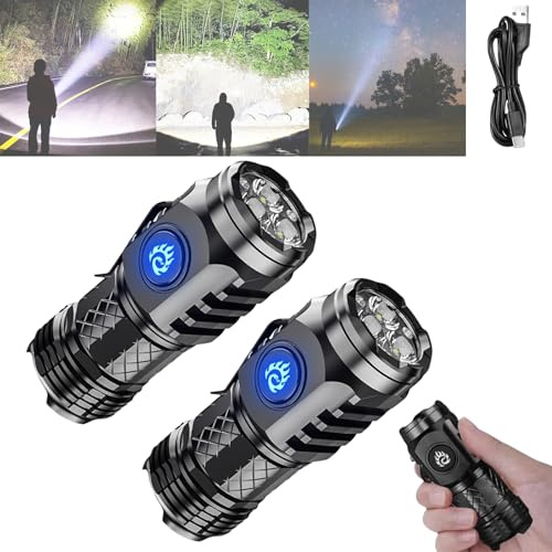 Yagerod German Three-Eyed Monster Mini Flash Super Power Flashlight, Rechargeable Torch, Mini Torches, Torches Led Super Bright, 5 Lighting Modes