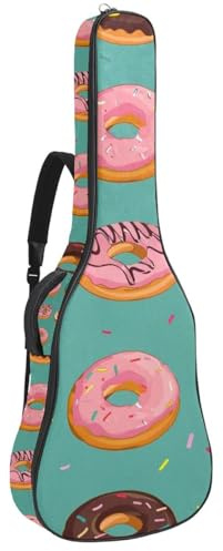 Gitarrentasche für Akustikgitarre mit zwei Taschen, süße Donuts, wasserabweisend, doppelt verstellbarer Schultergurt, Gitarrentasche, Süße süße Donuts, 42.9x16.9x4.7 in, Stilvoll