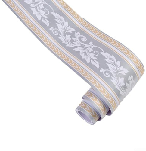 Entgoinggo 20 m selbstklebender Wandaufkleber, PVC-Aufkleber, Bordüre, Heimdekoration, Wandbordüre, Sockelleisten und klebrig, silberfarbener Glitzer-Wandaufkleber (A)