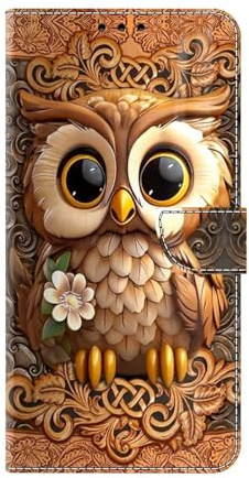Bnvdfre Handyhülle für iPhone 12/12 Pro Hülle PU Leder Klapphülle Magnet Stoßfeste Kartenfach Klappbar Schutzhülle Silikon Case Cover mit Muster Motiv Flip Handytasche - Eulen
