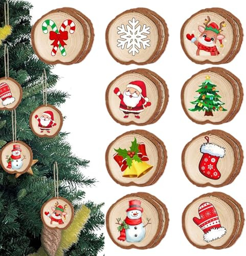 Weihnachts-Holzscheiben,Weihnachtsbaumschmuck aus - 9X Weihnachtsschmuck aus zum Basteln | Bastelbedarf, Holzornamente, Scheiben für Tür, Fenster, Baum