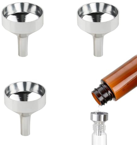 3 Pcs Aluminum Mini Funnel - 18mm Silver Metal for Bottles, Transfer Liquids, Cosmetics, Essential Oils, Perfume