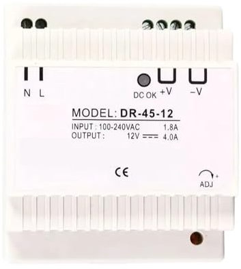 PMZZHUPVR Transformador de Fuente de alimentación montado en Carril DIN DR-45-5, 110V, 220V, CA a CC, 5V, 5A, 25W de Salida(DR-45-24 24V)