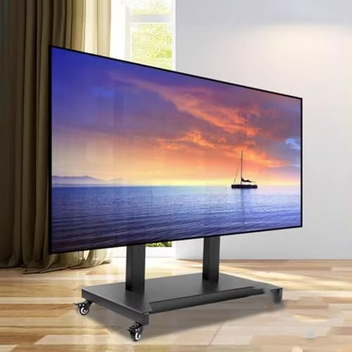 YUZDNM Supporto TV Motorizzato - Carrello TV Mobile su Ruote - Supporto TV Mobile con Altezza Regolabile, Funzione di Memoria in Altezza A 4 Livelli, per Schermo da 52-100 Pollici