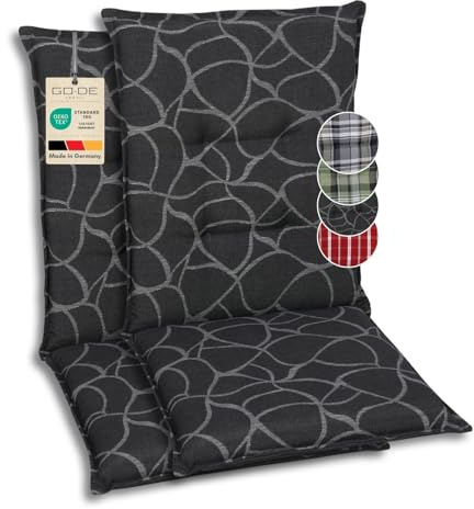 GO-DE Textil Bequeme und attraktive Polsterauflagen für Mittellehner-Gartenstühle (2er-Set, Art anthrazit, Mittellehner)