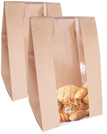 BENLIUDH 10 bolsas de pan para pan casero, bolsas de papel de masa madre con ventana transparente, incluye etiquetas adhesivas (13 x 6.3 x 4.3 pulgadas)
