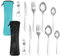 Vicloon Lot de 2 Couverts en Acier Inoxydable avec Sac, Ensemble de Voyage Couverts avec 10 Pcs Couverts, Comprend Cuillère Couteau Fourchette Décapsuleur, pour Voyages et Camping (Bleu et Noir)
