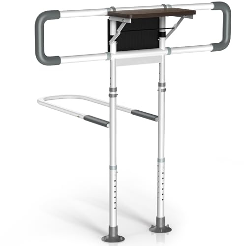 Waysse Bed Rails for Elderly Adults Safety with Foldable Side Table, ASTM Approved Adjustable Bed Assist Rail for Seniors, Non-Slip Handle, Storage Pocket, Fits Twin/Full/Queen/King