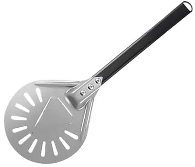 AMENGJ Pelle à Pizza en Aluminium Pelle à Pizza Ronde 7/9/12 Pouces, Tourne-Pelle à Pizza, Tourne-Pelle à Pizza, Manche Long, en Aluminium perforé, Accessoires for Four à Pizza(7 inch Metal Handle)