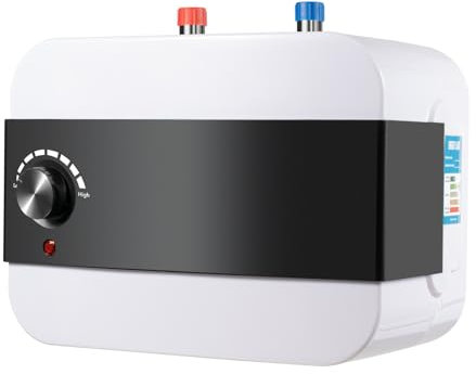 Chauffe-eau électrique instantané 6 l, 1500 W, température réglable de 30 à 65 °C, chauffe-eau instantané avec témoin lumineux, trous réservés pour les petites zones résidentielles, appartements