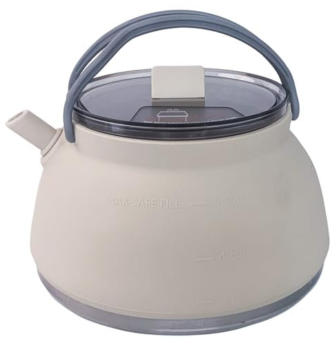 Bouilloire portable 1, 5 L en acier inoxydable et silicone Bouilloire pliable avec poignée, couvercle et sangle de fixation Pot pliable pour voyage, camping, pique-nique, barbecue.