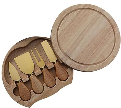 Jooehyer Cuchillo para Queso, Pala de Acero Inoxidable, Herramienta para Queso, Cubiertos, Juego de Cuchillos para Queso, Caja de Regalo, Herramienta de Cocina Dorada