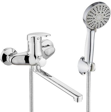 EGSO Badewannenarmatur mit Handbrause, Badewannenarmaturen mit Brause 3 Funktionen und 1,5 m Edelstahlschlauch, Badewanne Mischbatterie Dusche Wandmontage Duschset (Chrom)
