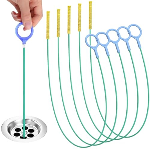 5 Stück Abflussreiniger Spirale, 90CM Rohrreinigungsspirale Sticks, Rohrreinigungsspirale Sticks, Abflussreiniger und Haarfänger für Badewanne Abwasserkanäle Waschbecken