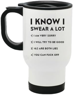Perfect Mugs I Know I Swear a Lot Travel Mug Gift Friend Colleague Tea Coffee Hot Drinks Birthday Funny Secret Santa Him Her Present