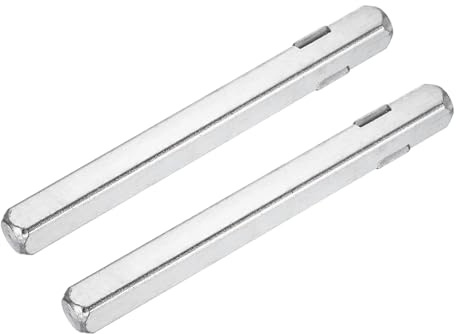 sourcing map 2Pcs Door Knob Spindle, 90mm x 8mm Spare Door Handle Spindle Bar, Vintage Straight Knob Replacement Parts for Mechanical Locks, Silver Tone