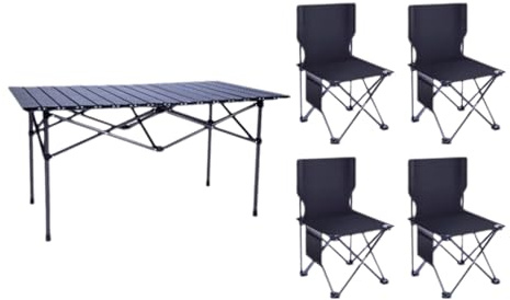 Tragbarer, faltbarer Campingtisch und Stuhl-Set aus Titanstahl – Mehrzweck-Picknicktisch für den Außenbereich, zum Wandern, Strand- und Hinterhofgebrauch
