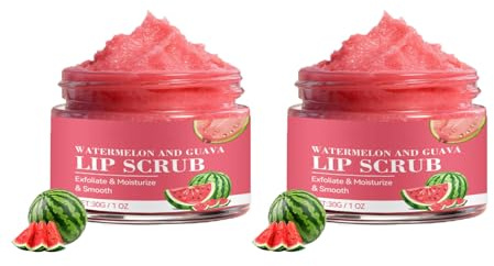 Wassermelonen-Zucker-Lippenpeeling – Sanftes Peeling für dunkle Lippen, reinigt porentief und spendet Feuchtigkeit für glatte, weiche und geschmeidige Lippen. Für Frauen und Männer. 2 Stück.