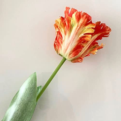 Seiden-3D-Papageien-Tulpe, 68 cm, künstliche Blume, fühlt sich echt an, handgefertigt, Fotografie-Requisiten, Vase, DIY, künstliche Papageien-Tulpe (orange)