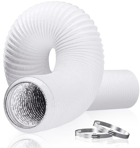 HG PLVTII Tubo Condizionatore Portatile 150mm Flessibile con 2 Fascette, 3m Tubo Scarico Aria 15 cm per Condizionatore Portatile, Cappa Cucina, Ventilazione, Bianco