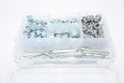 VITFER Kit Bulloneria M7 200 Pezzi con Cassetta – Dadi, Dadi Autobloccanti, Rondelle, Grower e Copiglie 4x30 – Set Fissaggi Meccanici per Moto e Restauro in cassetta plastica