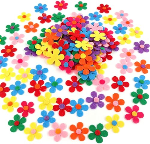 300 Stück Filzblumen Basteln Bunt 2,8cm Filzblüten Streudeko Blumen | Stoffblumen Klein Aufnähen Kleben, Mehrfarbige Filz Deko Blüten, Frühling Karten Verzierung Handwerk Scrapbooking