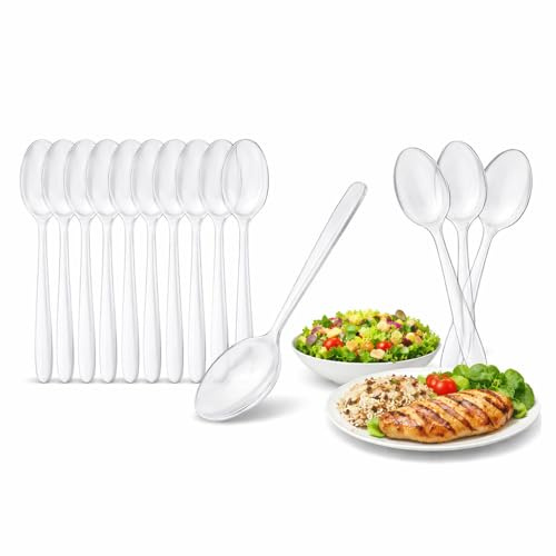 Mehrweg Löffel Transparent – 100 Stück – Suppenlöffel Spülmaschinengeeignet bis 125 Waschgänge – Wiederverwendbare Löffel für Gastronomie & Catering