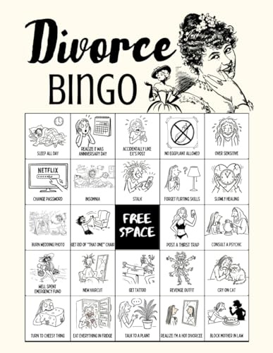 Divorce Bingo: 32-Player Post Divorce Themed Party Games for Divorce Parties, divorce gift for her, Fresh Start Celebrations, and Self-Love Gatherings