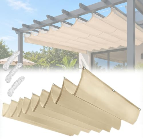 Toldo Retráctil para Exterior, Cubierta Impermeable De Repuesto para Pérgola, Toldo Corredero De Ondas para Protección Solar para Patio, Jardín, Terraza O Cochera(2x3m)