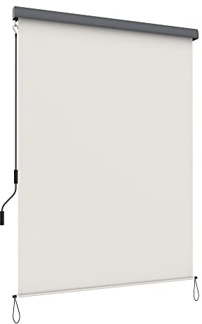 SONGMICS 2.5 x 1.4 m (H x L), Store Vertical, Brise-Vue rétractable, Paravent d’extérieur, Pare-Soleil, pour Balcon, Patio, terrasse et Jardin, avec boîtier, Protection de Vie privée, Beige GSA165BE