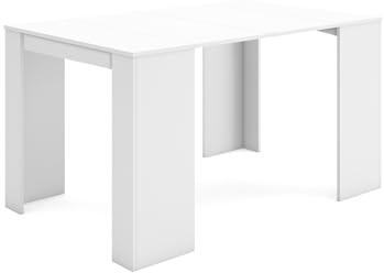 Skraut Home | Ausziehbarertisch | Multifunktionaler ausziehbarer | 140 | Für 6 Gäste | Esszimmertische | Moderner Stil | Weiß