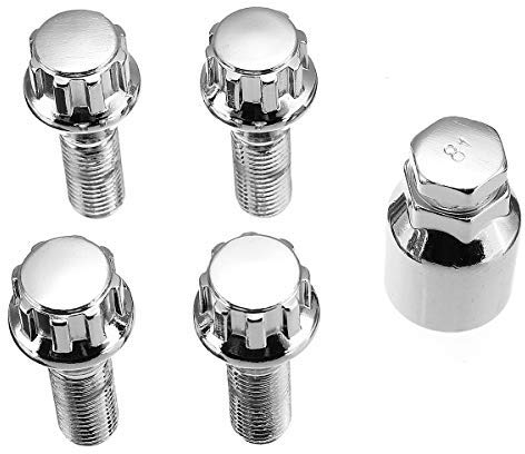 Viviance M12 x 1,5 in Lega Alluminio Ruota Bullone Pneumatico Anti-Furto Viti Dado Compatibile con B-MW 1 3 5 Series E39 E46 E90 E91 E92 E93 Compatibile con Re-Nault Megane Laguna Master Trafic Clio