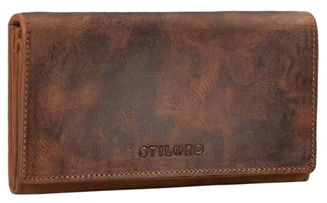 STILORD Damen-Geldbörse aus Leder braun - Frauen-Geldbeutel mit RFID & NFC Schutz - Vintage Portmonnaie aus Echtleder + Geschenkbox 'Marquesa'