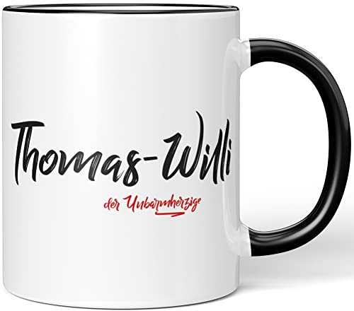 JUNIWORDS Tasse, Thomas-Willi, der Unbarmherzige, Schwarz (5303876)