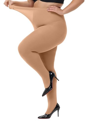 HeyUU Damen Strumpfhose Plus Größen hohe Taille halb transparent XL-4XL