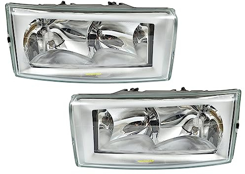 EASYSHOP24H Set 2 Faro Fanale Proiettore Anteriore Destro e Sinistro Per Daily III s2000 da 2000 a 2005 H7 H1 Con Regolazione Elettrica Gruppo Ottico Luce Fanalino Lato Guidatore e Passeggero