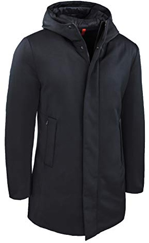 Evoga Giubbotto uomo invernale casual giacca lunga piumino Parka (IT, Testo, 4XL, Regular, Regular, Nero Con Bottoni)