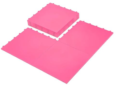 InOut Flooring 8 Pink Tiles - High Durability Colored Flooring Tiles - Interlocking Versatile Training Surface - Roller Skate Indoor&Outdoor, Dance Floor Tiles, Basketball Tiles
