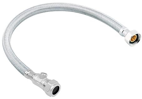 15mm x 1/2 500mm Flexible Isolating Tap Hose WRAS (Known as Flexible tap connectors / 22mm Flexible tap Connector Also Available in 15mm, 22mm, 1/2 inch, 3/4 inch, 150mm, 300mm and 500mm)