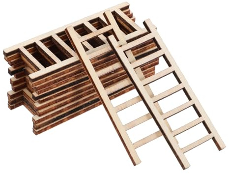Abaodam 20pcs Miniature Wooden Ladders for Dollhouse Accessories Realistic Rustic Mini Wooden Step Ladders for DIY Micro Landscape Sand Garden and Fairy Garden Decoration