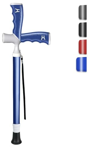 Care-parents Bastón telescópico, ligero, 0,33 kg, altura regulable, aluminio, bastón plegable, con mango ergonómico, dos modos de agarre, para hombre y mujer, color azul