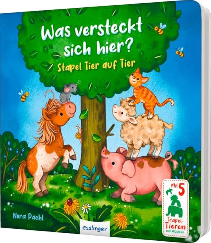 Was versteckt sich hier?: Mit 5 Tierfiguren zum Herausnehmen (Stapel Tier auf Tier)