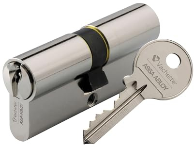 Vachette Cylindre de Serrure Mécanique FIRST pour Porte - Double Entrée 30x45mm - Mécanisme 5 Goupilles Sécurisé - 3 Clés - Installation Facile - Garantie 2 Ans - Finition Nickelée