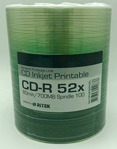 Ritek 100x CD-R 700 MB Rohlinge Full Printable/bedruckbar/teilmetallisiert